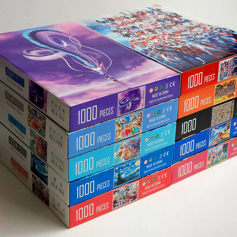 1000 unidades rompecabezas de papel dibujos animados paisaje alta dificultad cerebro quema juego juguetes educativos noche mercado puesto suministro