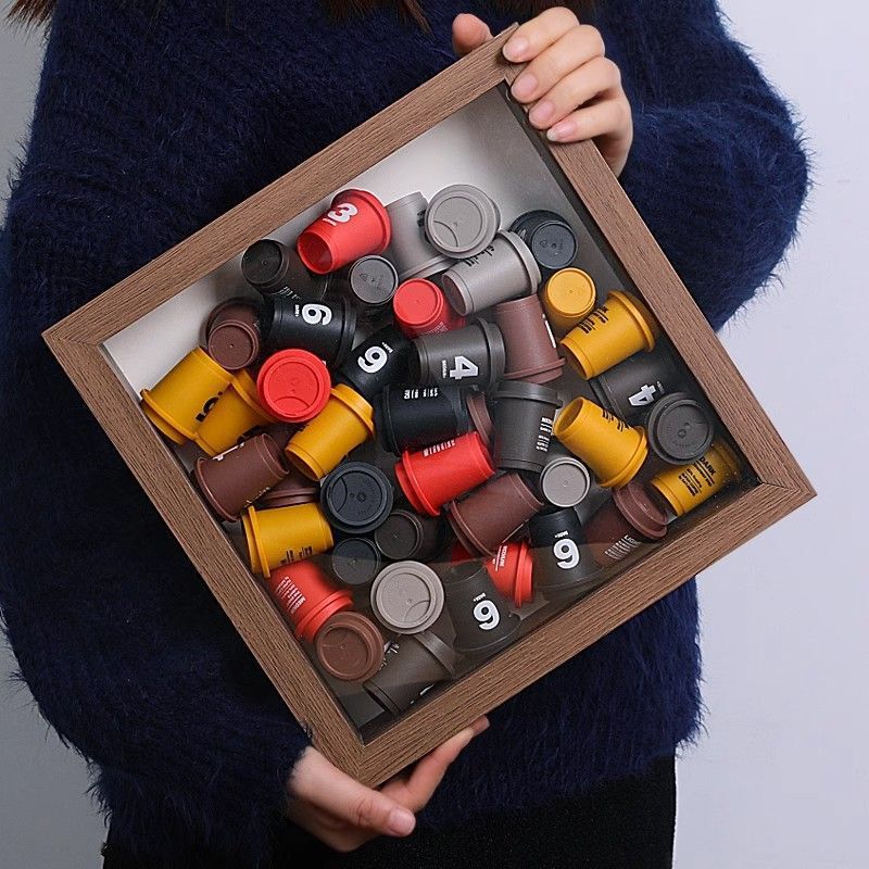 Three and a Half Coffee Photo Frame Hollow Three-Dimensional DIY Handmade Bubble Mart Blind Box Storage Toy Table Display Frame