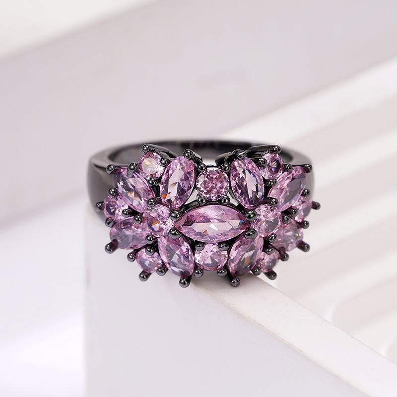 8g Weight Zircon Inlay Material Rings Classification 1 Piece Quantity Holiday, Daily Occasion Copper Material Flower Pattern All Seasons Season Women's Gender Sweet, Cool Style Style Wholesale Jewelry Sweet Cool Style Flower Copper Zircon Rings 6