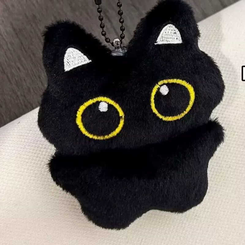 かわいい小さな黒猫の鐘キーホルダーペンダントきしむぬいぐるみガールハート人形カップル親友ギフト|undefined