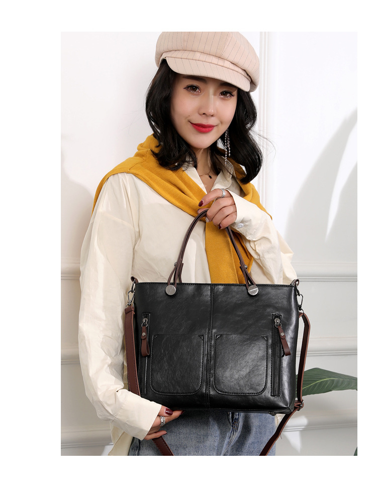Double Pocket Large Capacity 2023 Popular New Fashion Shoulder Women's Tote Simplified Diagonal Straddle Bag_voghion.com