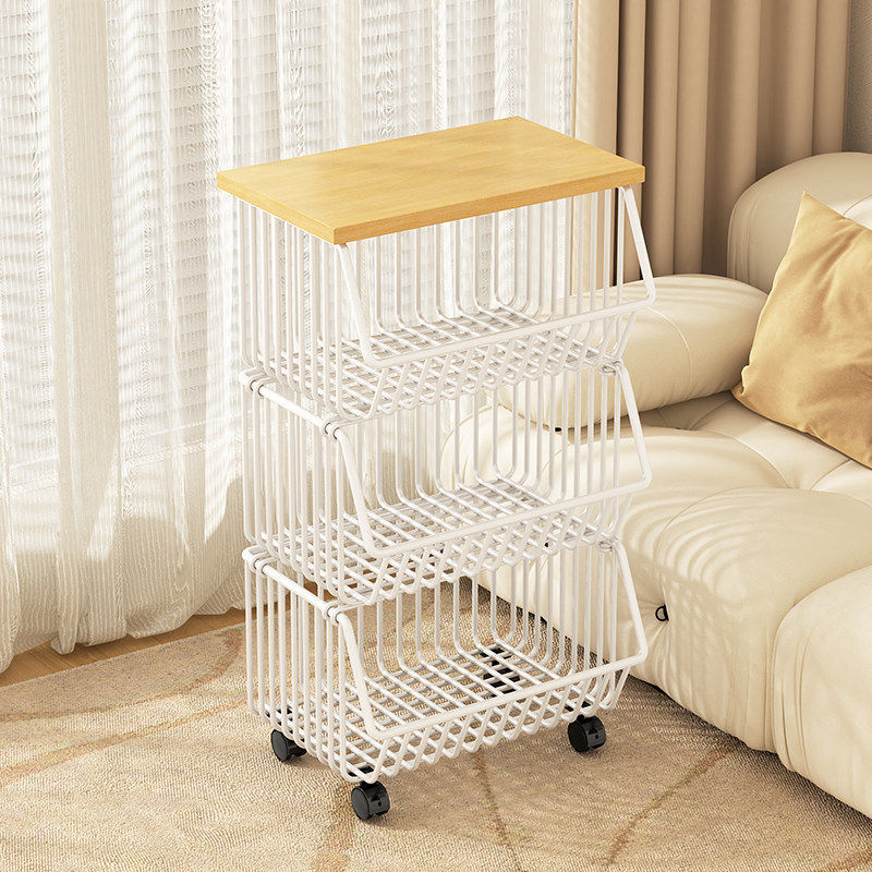 Multifunctional Snack Storage Rack, Stylish Floor-Standing Multi-Layer Cart with Tabletop for Fruit and Vegetable Storage in the Living Room