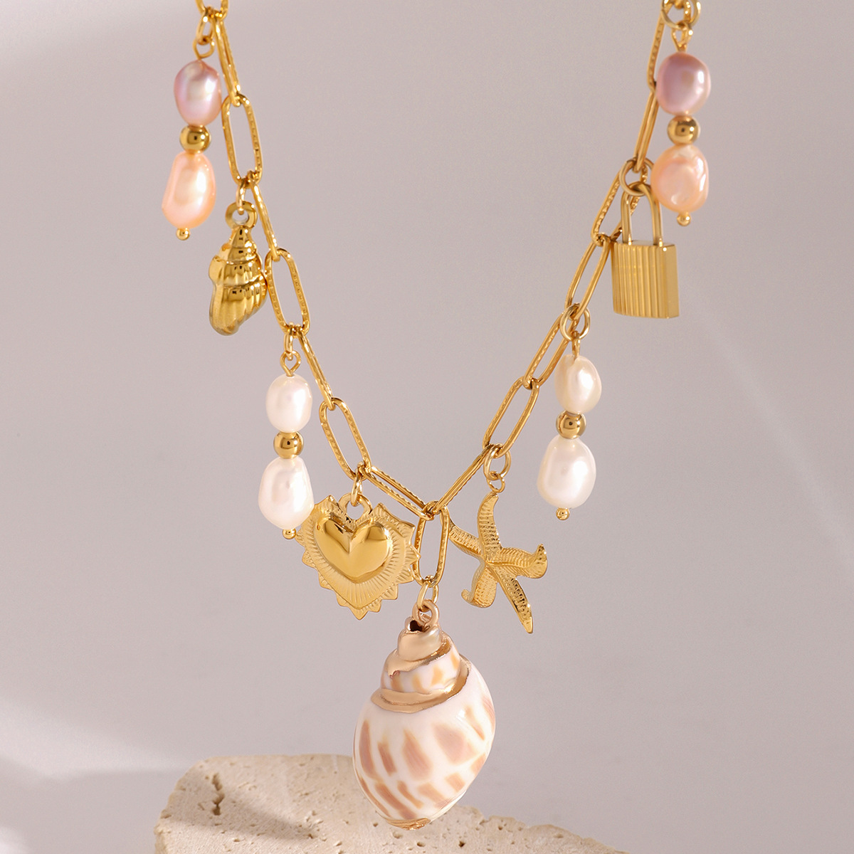 Collar con Colgante de Corazón de Acero Inoxidable Jieding, Collar con Perla, Joyería Dulce y Linda, Libre de Impuestos
