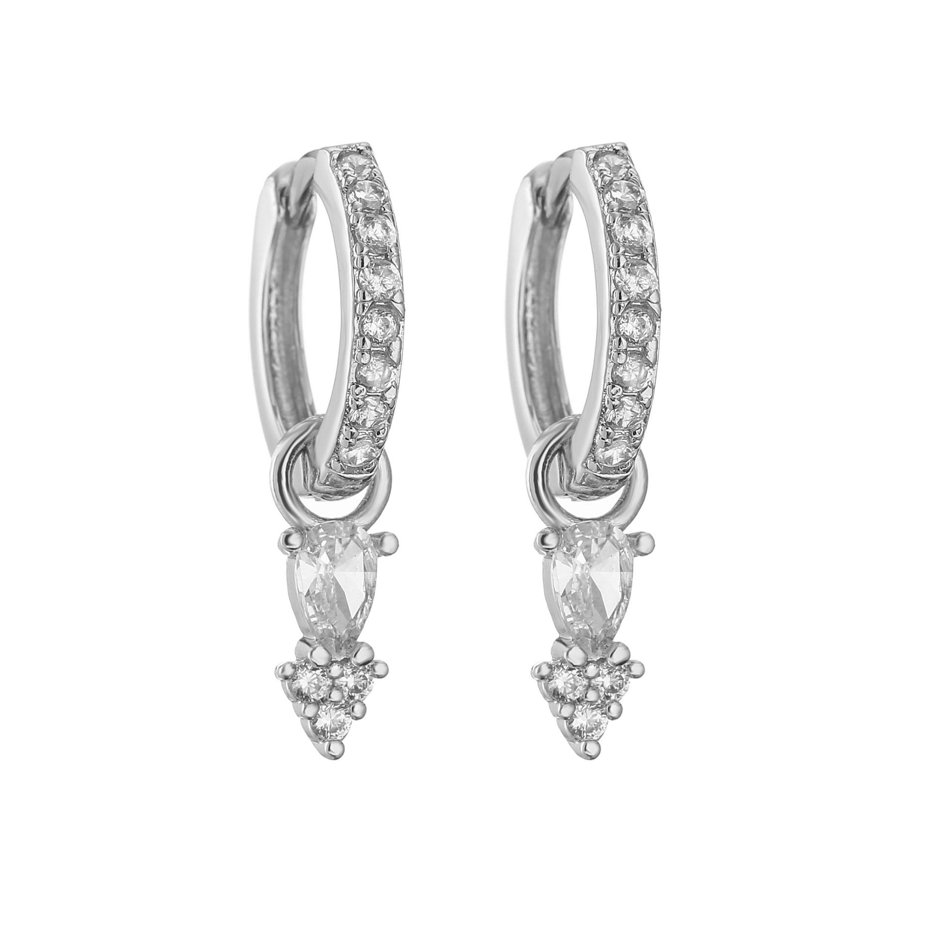 1 Pair Fashion Water Droplets Flower Copper Inlay Zircon Drop Earrings display picture 3