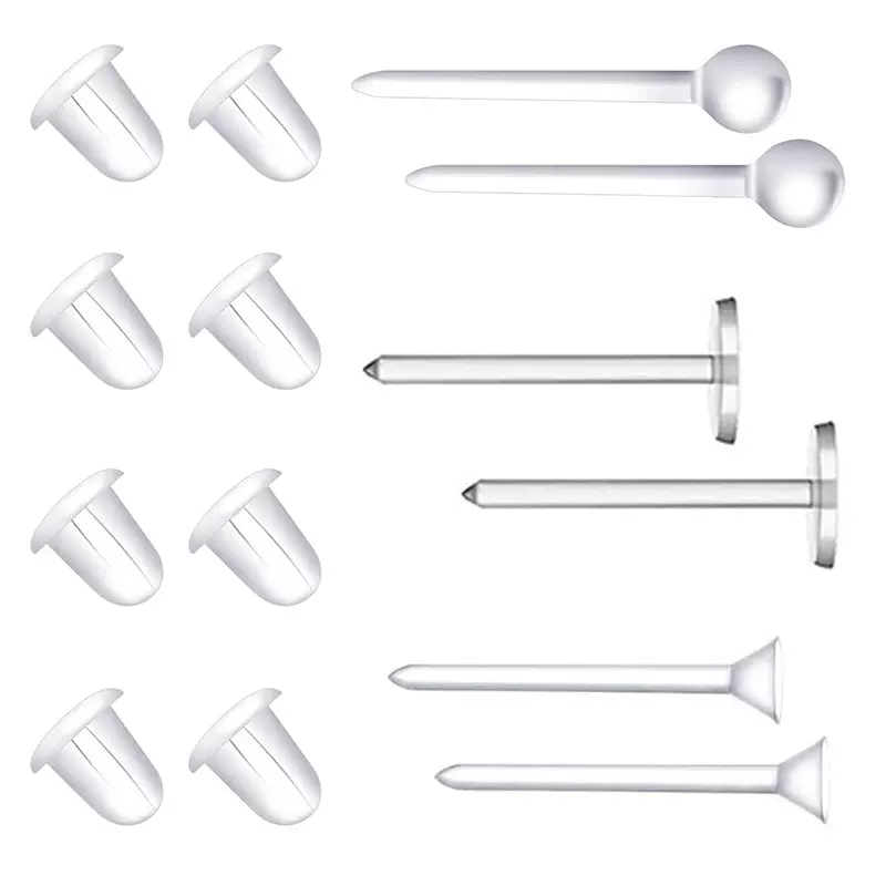 diy手工材料饰品配件透明塑料球形耳钉养耳洞树脂平面耳针杯针