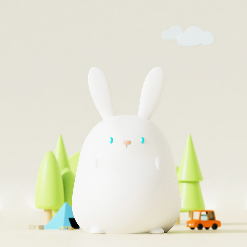Mid-Autumn Gift Rabbit Lantern Small Rabbit Silicone Night Light Clapping Light USB Charging Atmosphere Lamp LED Timed Desk Lamp