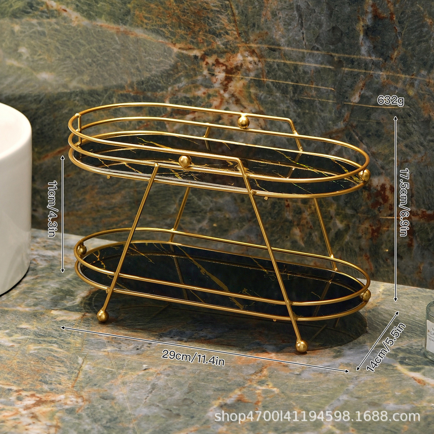 Luz de lujo multicapa escritorio inodoro estante de almacenamiento de aparador cubierta de acabado estante de baño lavabo estante de almacenamiento de cosméticos