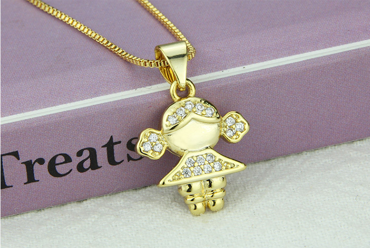 European and American cross-border golden boys and girls copper plating necklace