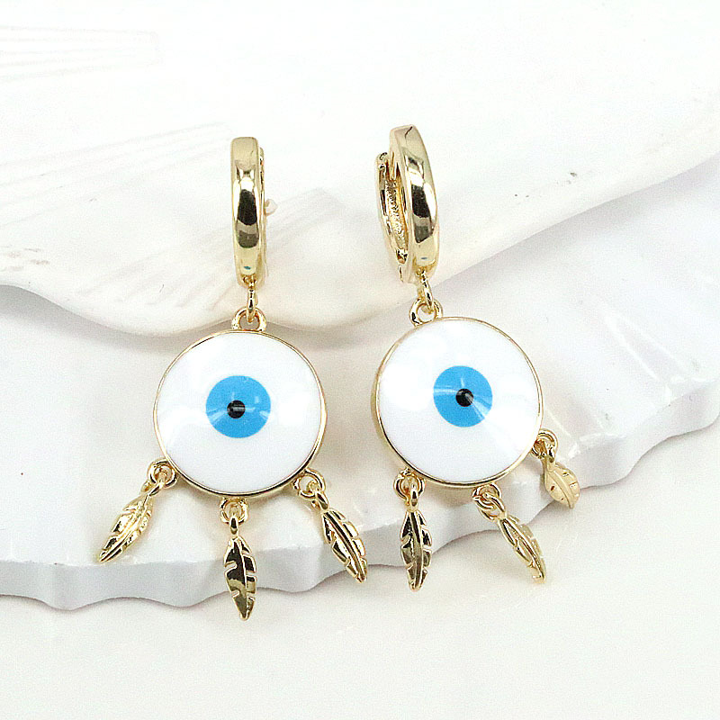 Creative Nouveau Style Géométrique Ronde Yeux Gland Baisse De Pétrole Pendentif Cuivre Boucles D'oreilles display picture 7