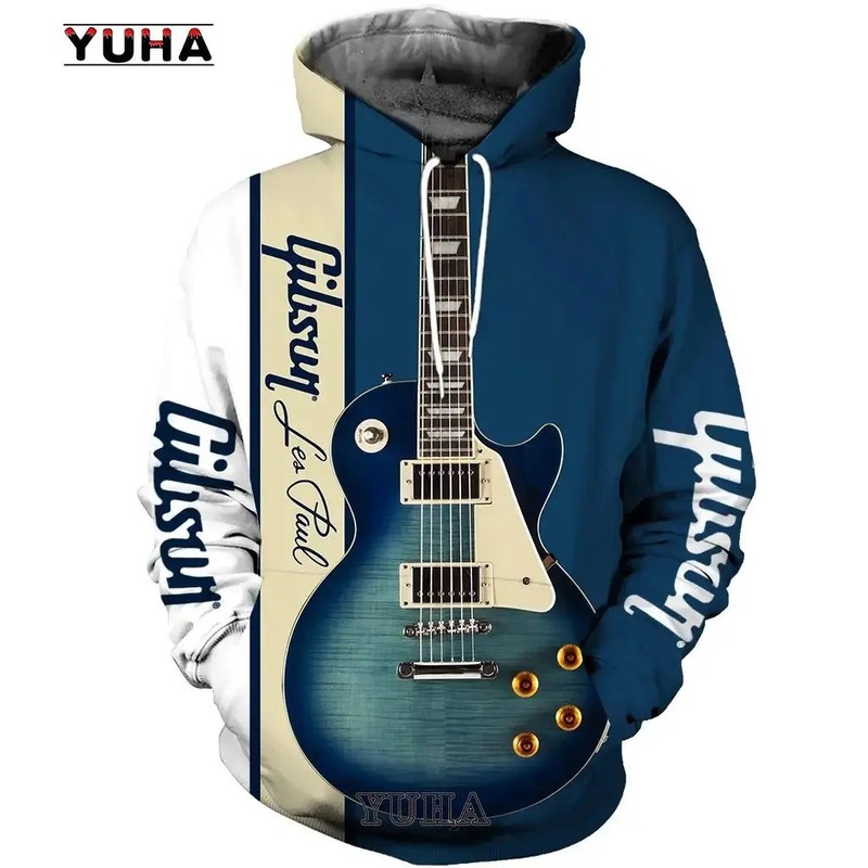 Men's 3D Guitar Print Fashion Hoodie Daily European Size Sweatshirt Music Psychedelic Clothing