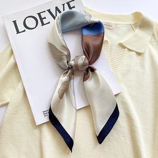2021 Artistic Spring and Summer New Printed Silk Scarf Women's Hair Belt Mulberry Silk Gift Scarf Dual-use Korean Style Shawl Silk Scarf
