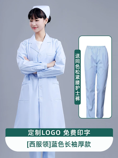 Blue long-sleeve, nurse uniform