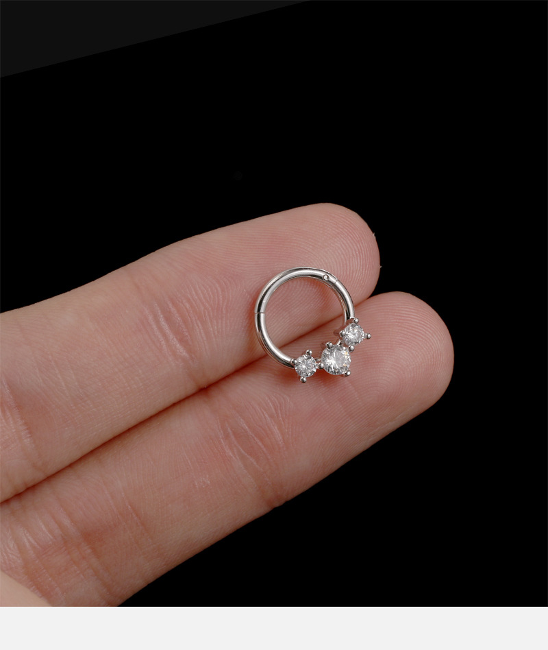 Autumn New Women's Small Soft Bone Ring Titanium Steel Nose Ring Personality Bee Nose Decoration Round Micro Diamond Piercing Jewelry detail image 9