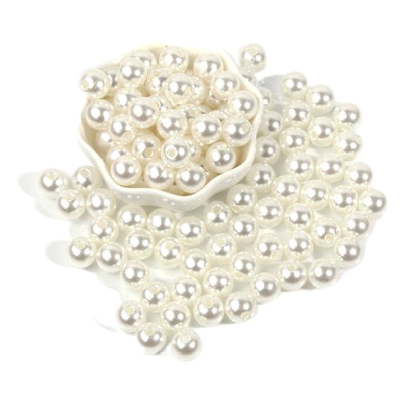 Perlas de imitación de alto brillo pulidas con agua ABS sin agujeros, agujero recto, blanco puro, perlas perforadas de colores mezclados, accesorios de ropa diy al por mayor