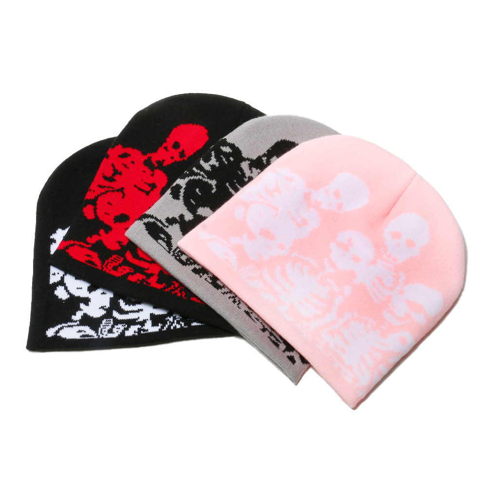 Acrylic Material Men's Exaggerated Punk Streetwear Skull Skull Eaveless Wool Cap