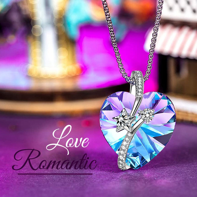 1 Piece Fashion Heart Shape Artificial Crystal Alloy Plating Rhinestones Women's Pendant Necklace display picture 2