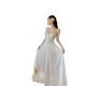 French White Lace Stretch Jacquard Cardigan Sling dress suit Women's Summer New Arrival Slim-fit Long Dress