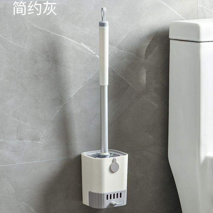 壁掛け式トイレブラシに死角がないトイレトイレの家庭用清潔な長い柄ブラシと水切り付きのセット|undefined