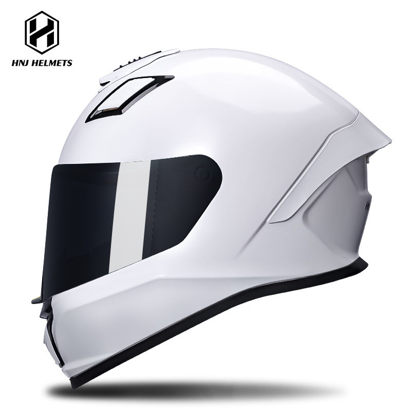 Motosiklet kaskı (dəbilqə): Universal Helmet Full Helmet - 607-bright-white-black-visor-s