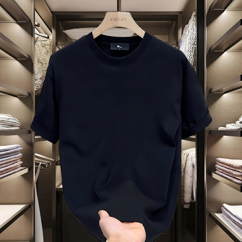 High-end heavyweight pure cotton short sleeve t-shirt for men 2025 summer fashion printed American streetwear half sleeve t-shirt for men