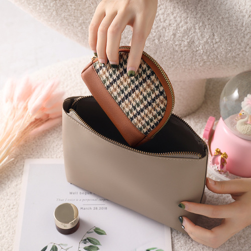 Double Zipper Short Shell Coin Purse Mini High-End Exquisite Small Handbag Key Purse Unique Design Coin Pouch