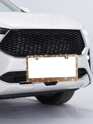 Gauge Rhinestone License Plate Frame Water | License plate holder/license plate holder - champagne