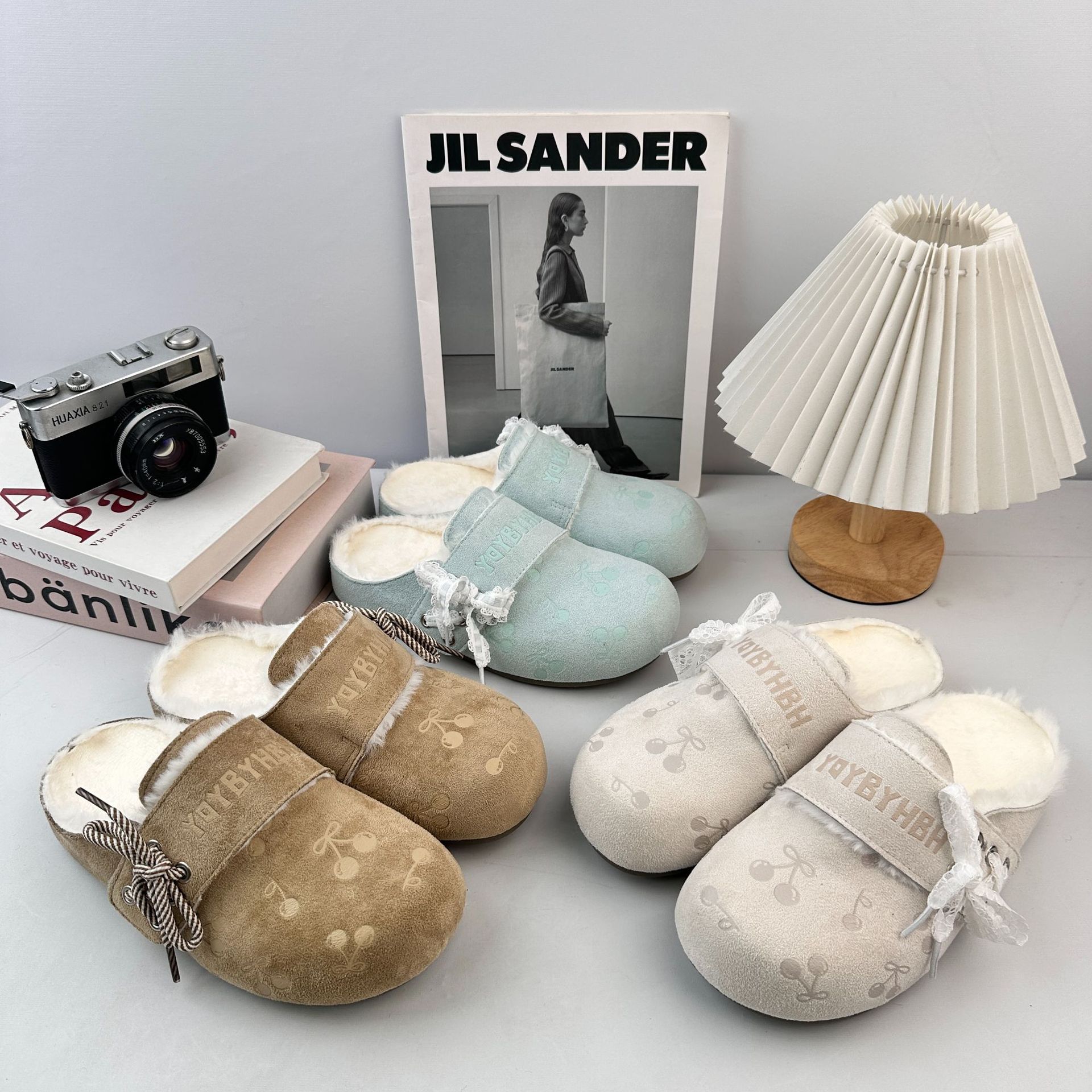 Yuanbo Baotou de mujer 2025 nuevas zapatillas de lana de mujer zapatos de invierno de nicho universal zapatos burken