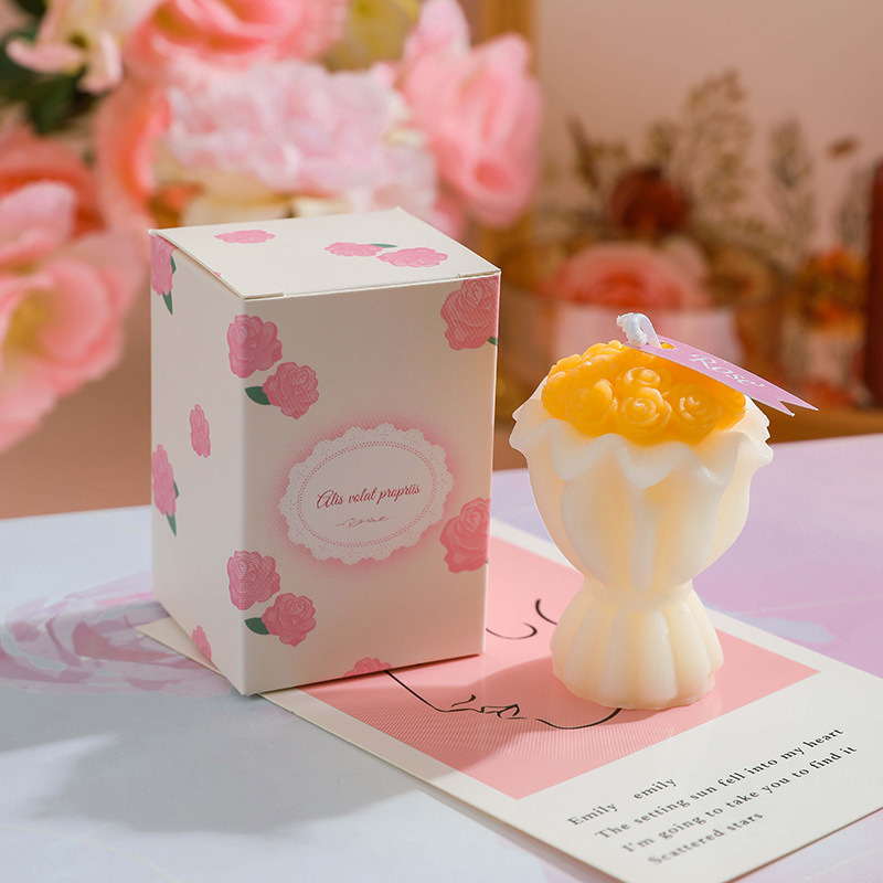中国のバレンタインデーのギフト、結婚式の記念品、手作りのクリエイティブな手持ちの花の形の装飾品、親友へのアロマセラピーキャンドル|undefined