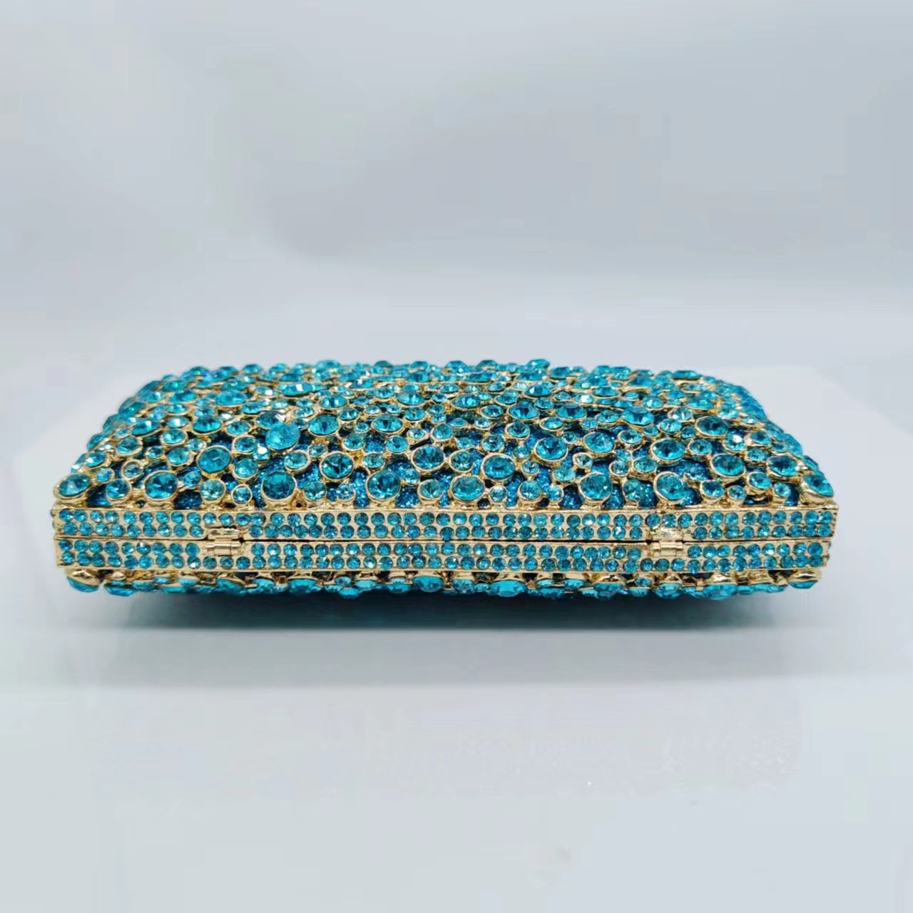 Túi clutch nữ đính đá dạ hội cao cấp kim loại rỗng — Màu xanh nước hồ, Vàng kim AB, Màu bạc, Cá tính đặt làm chi tiết 4