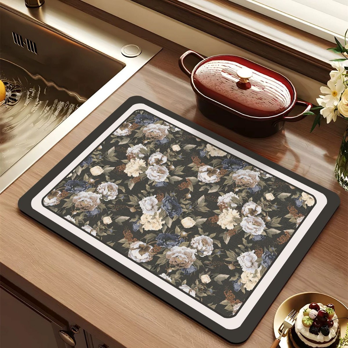 Cocina original retro americana absorbe almohadilla de drenaje almohadilla de absorción de barro de algas almohadilla de taza almohadilla de mesa antideslizante