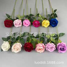 仿真玫瑰花七夕玫瑰花批发玫瑰花墙餐厅假花插花户外拍摄人造花
