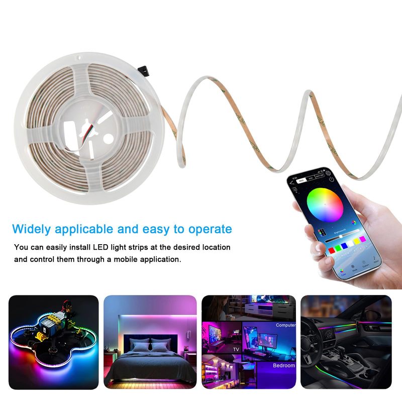 5V5mm幻彩COB灯带RGB跑马灯带WS2812b COB Smart LED Strip Light|undefined