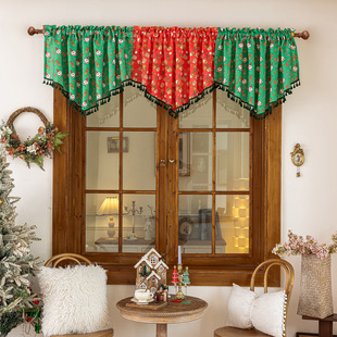 Curtain Head Christmas Decorations Scene Layout European and American Santa Claus Printed Curtains Living Room Bedroom Wholesale