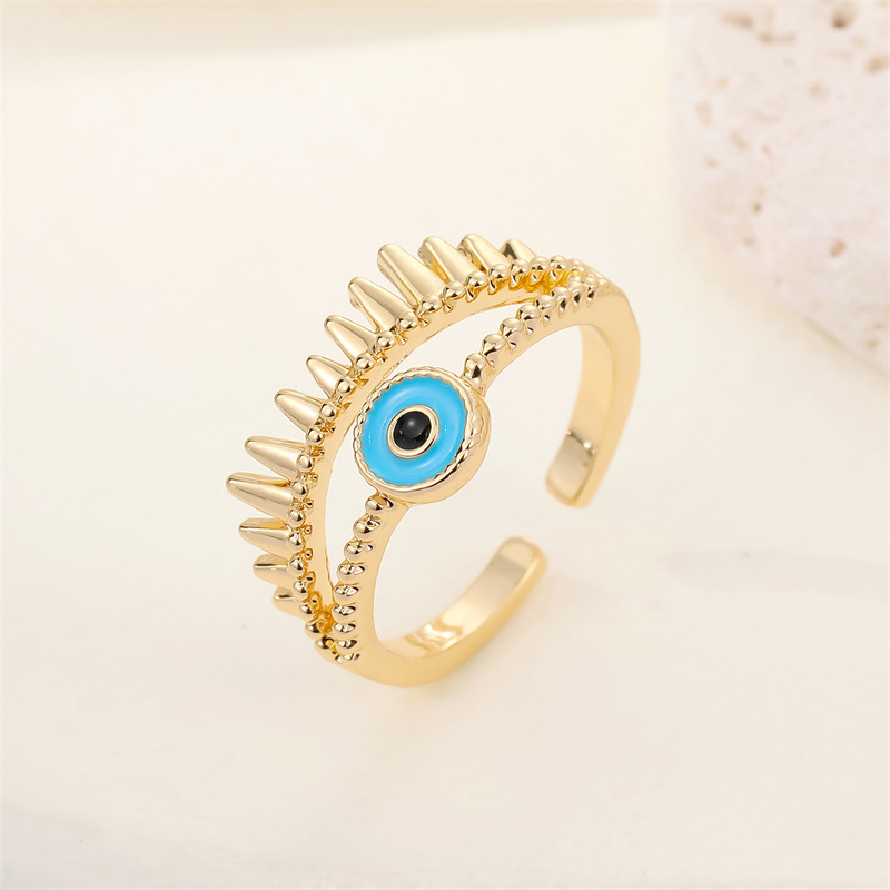 Punk Personality Full Diamond Hollow Eye Ring Turkey Devil Eye Open Ring display picture 4