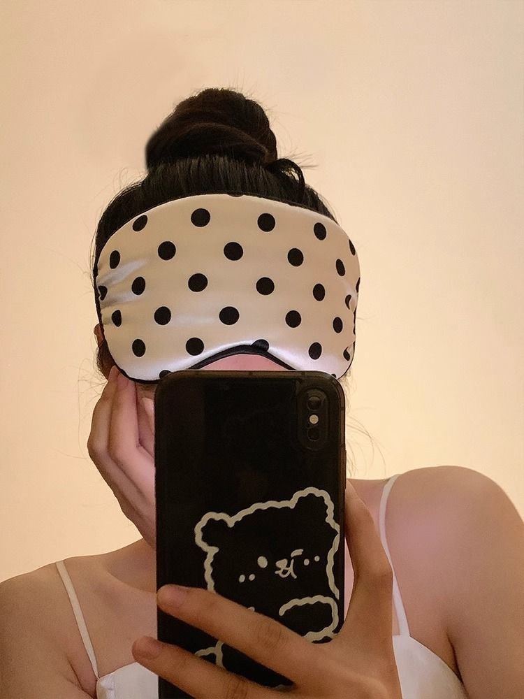 Cute, breathable, fashionable polka dot eye mask for women, suitable for nap and sleep, blocks light without pressing on the eyes, helps students relieve fatigue