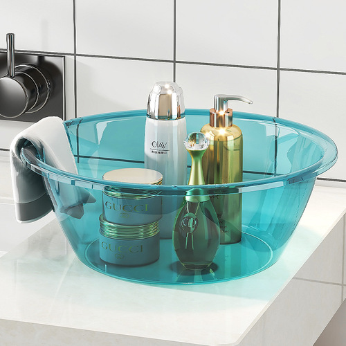 Household plastic transparent basin PET tempered bowl kitchen washbasin plastic basin wholesale foot bath large basin