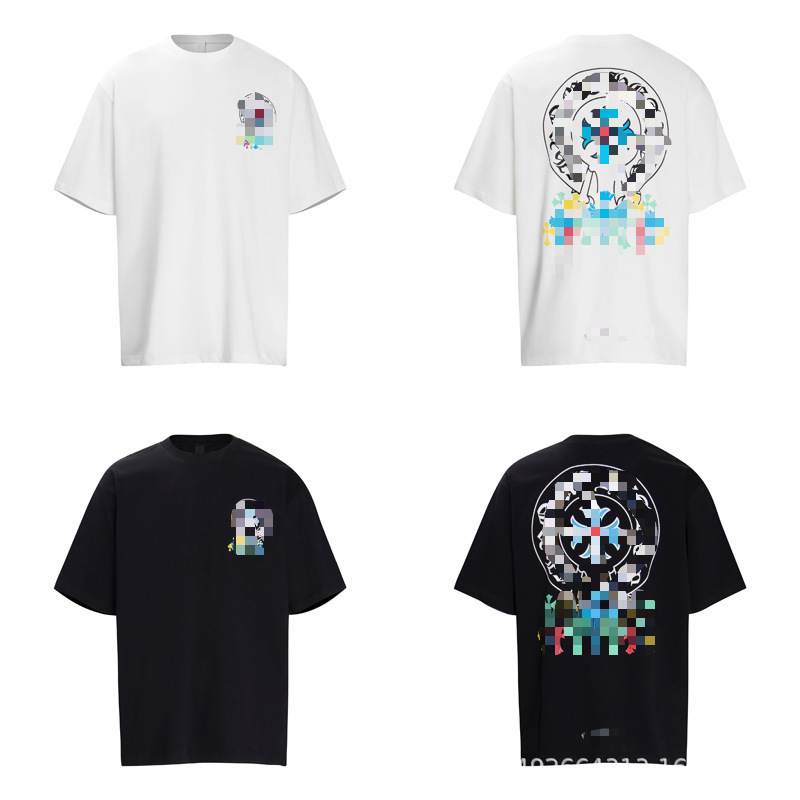 24 Cross-Border Authentic Chrome Hearts Colorful Cross Print Short-Sleeve T-Shirt for Men and Women