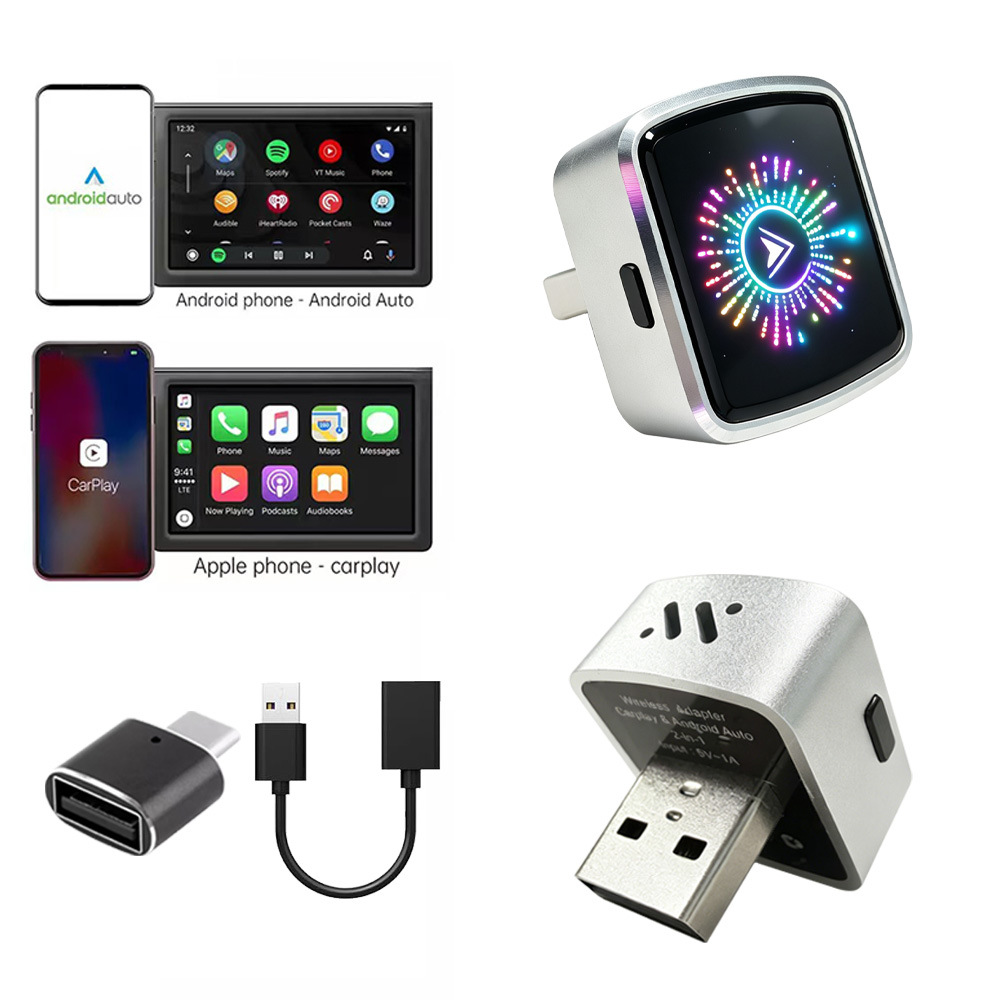 2026 cross-border bestseller wireless carplay box Android auto adapter 2-in-1 car wired to wireless converter