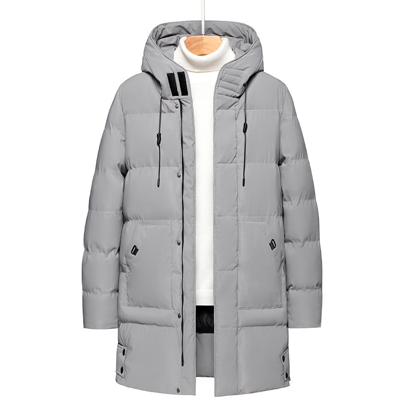 Abbigliamento maschile giacca di cotone di media lunghezza personalizzata per uomo, nuovo stile per l'inverno, giacca di cotone con cappuccio tinta unita, cappotto di cotone ispessito_voghion.com