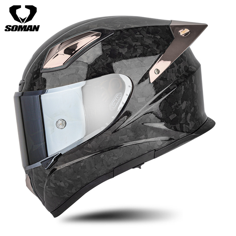 SOMAN Casco de carreras de fibra de carbono Motocicleta para hombres y mujeres a la conducción Motocicleta personalizada Casco para correr profesional Four Seasons Casco integral X8