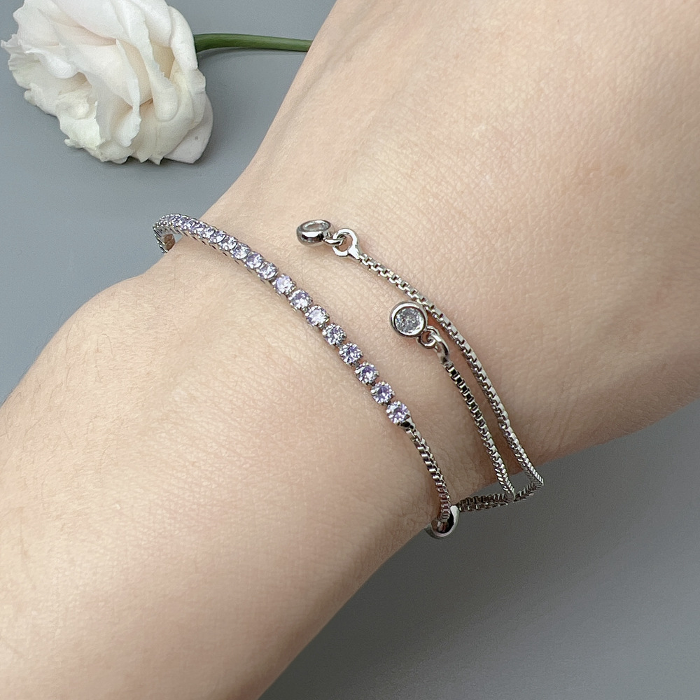 13g Weight Alloy Pendant Material Zircon Inlay Material Bracelets Classification Alloy Chain Material 1 Piece Quantity Holiday, Daily, Street Occasion Alloy Material Geometric Pattern Women's Gender Plating Design Elegant Style Elegant Geometric Zircon Alloy Wholesale Bracelets 11