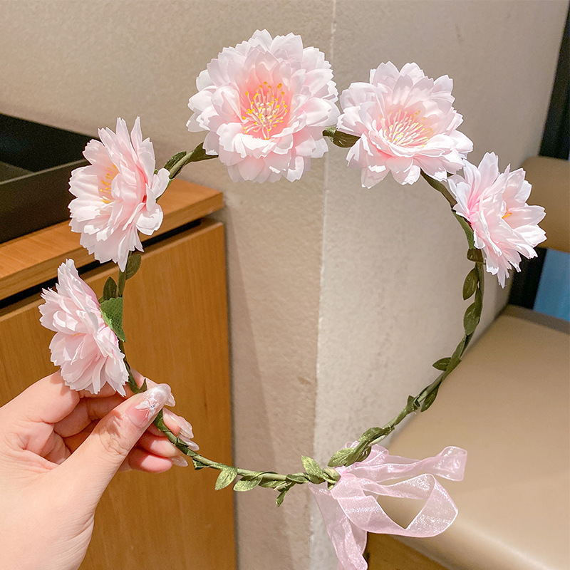 子供の頭飾りの花の子供の美しい花嫁の花輪の手の花の女の子のドレスは花の子供のアクセサリーの王女の頭の花を飾ります。|undefined