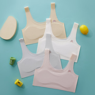 Seamless Girls' First Stage Development Period Underwear Summer Ice Silk Primary School Students' Anti-Bump Bottoming Chest-Wrapped Vest