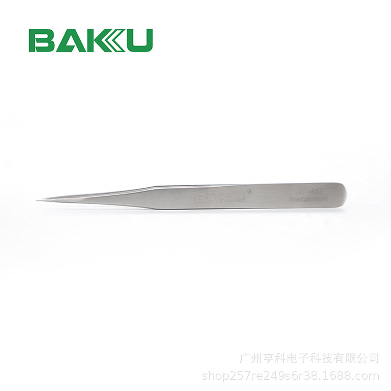 巴酷AA-SA不锈钢镊子尖头直弯头手机电子PCB工业精密维修镊子