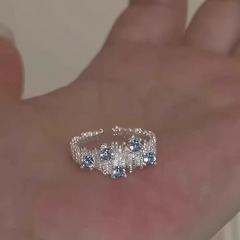 スイートブルー不規則なスターリングシルバーリング女性のニッチライト高級ファッション多用途オープンリングインスタイル人差し指リング