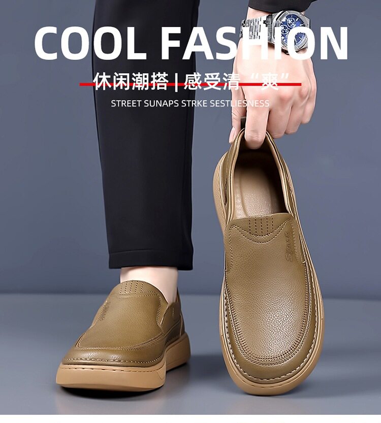 Giày lười nam da bò cổ điển đế bằng mềm nhẹ dễ xỏ, kiểu dáng thường ngày — 6036 màu nâu, 6036m màu chi tiết 5