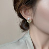 Small silver needle, design earrings from pearl, silver 925 sample, light luxury style