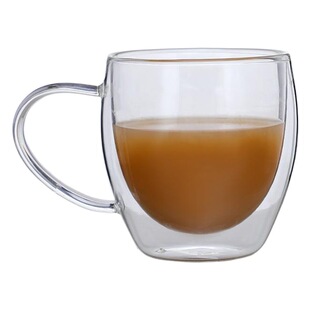Factory wholesale High Borosilicate double layer glass transparent juice cup coffee cup Milk Cup with Cup Cup Tea Cup