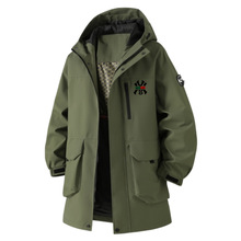 奥莱高品质长款外套男新爆款秋冬防风加棉衣美式连帽工装飞行夹克