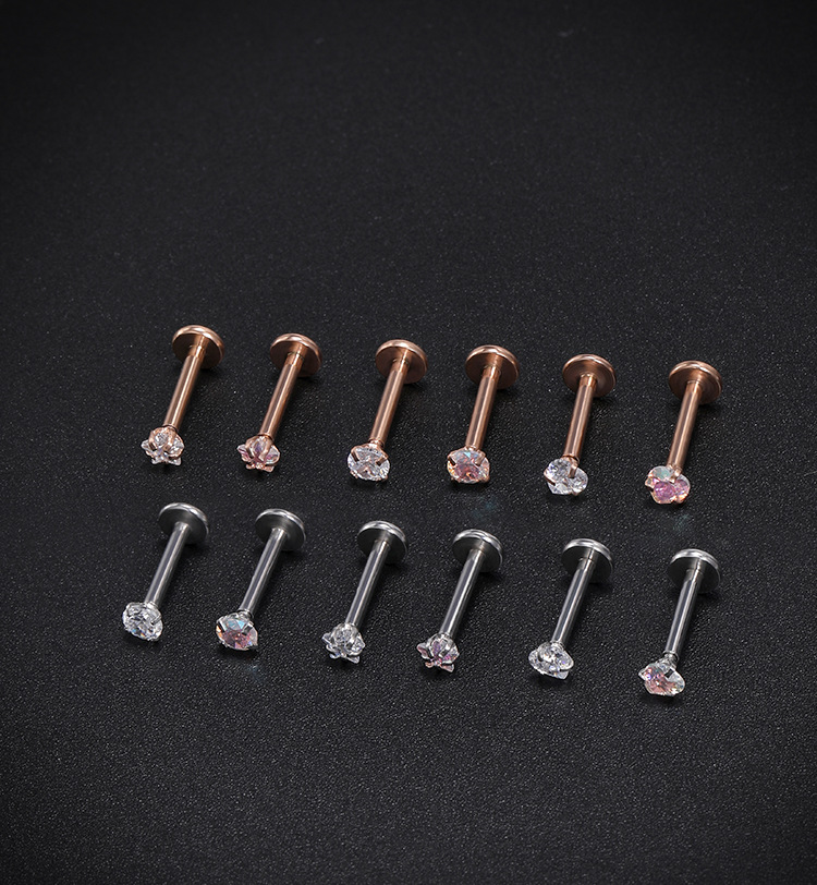 16G labret stud size and finish detail